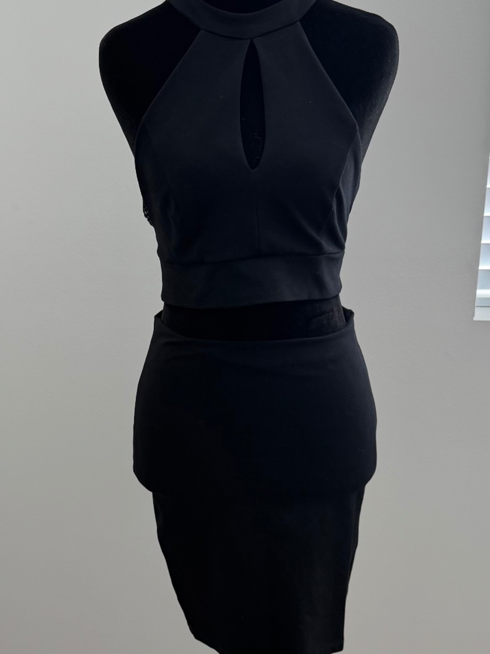 Lulus Chic My Interest Black Halter Lace-Back Two-Piece Set — Size S - Picture 3 of 5
